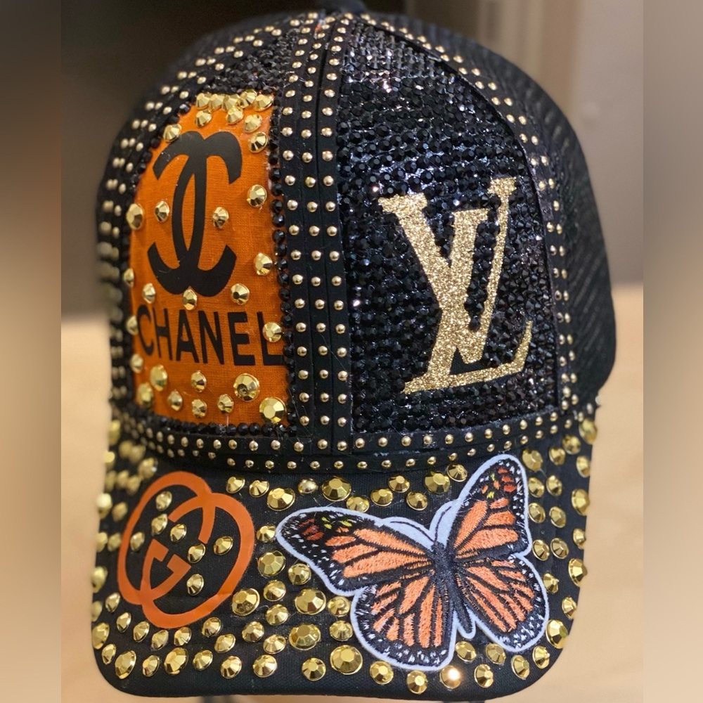Designer Studded Cap with Butterfly Patch